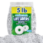 Life Savers Sugar Free Wint-O-Green mints in bulk bag, showing bright green mint candies with distinctive packaging.