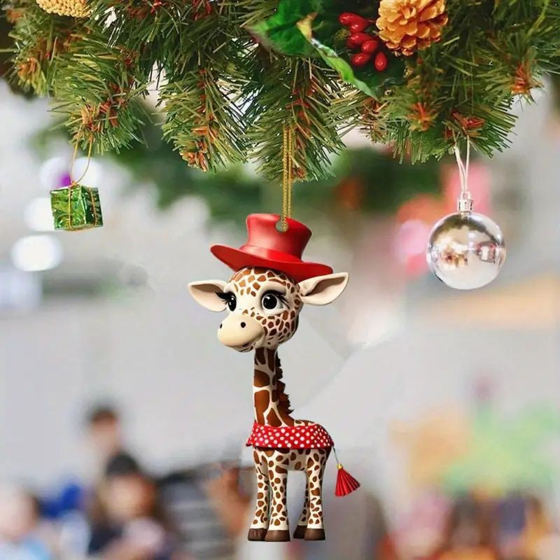 Acrylic flat Christmas tree hanging decoration with festive tree design