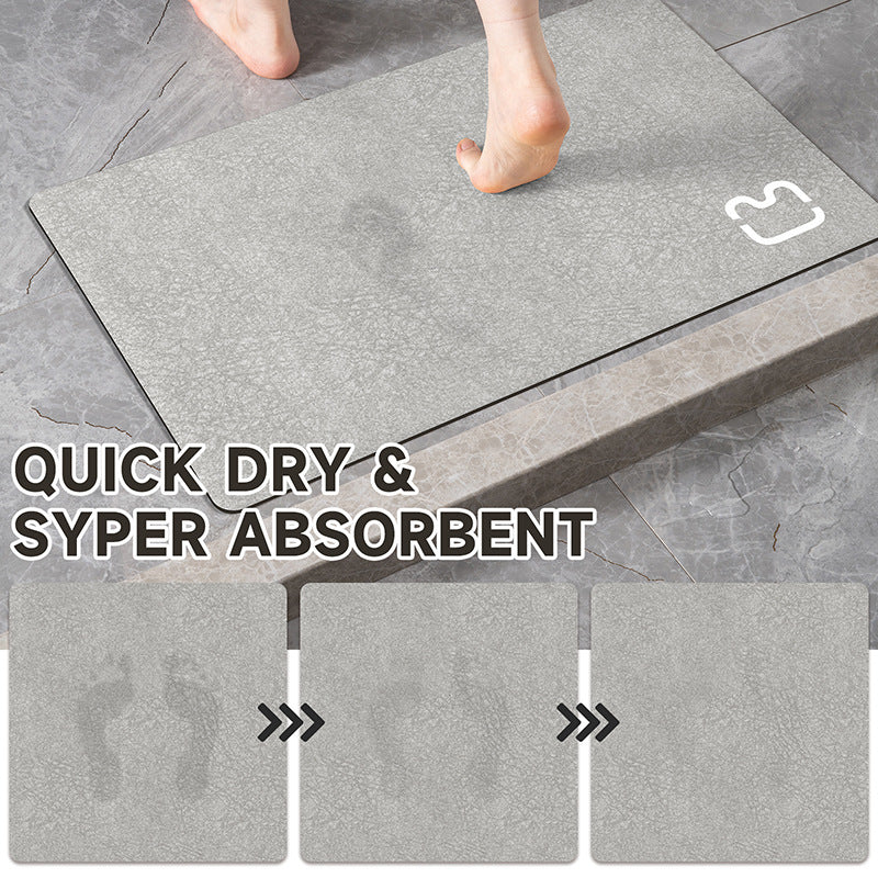 Diatomaceous earth non-slip bathroom floor mat in a minimalist rectangular design