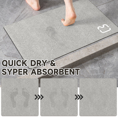 Diatomaceous earth non-slip bathroom floor mat in a minimalist rectangular design