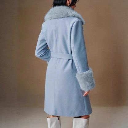 Detachable fur-trimmed elegant wool coat in a classic silhouette by My Store