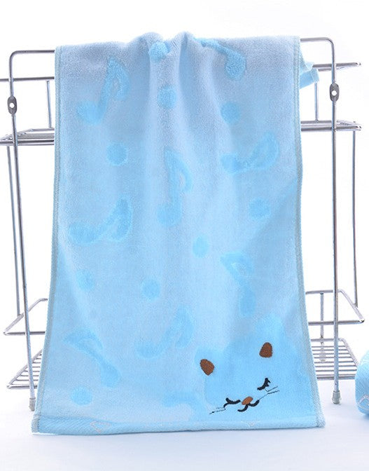 Bamboo fiber kitten face bath towels, soft square towels with cute kitten design by My Store