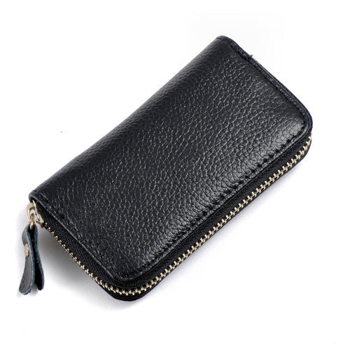 Leather men's card holder and car key case in brown, compact bifold design