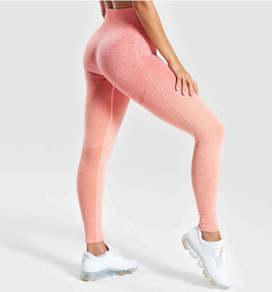 Kaya seamless ombre legging in orange red, full-length activewear with a smooth fitted design