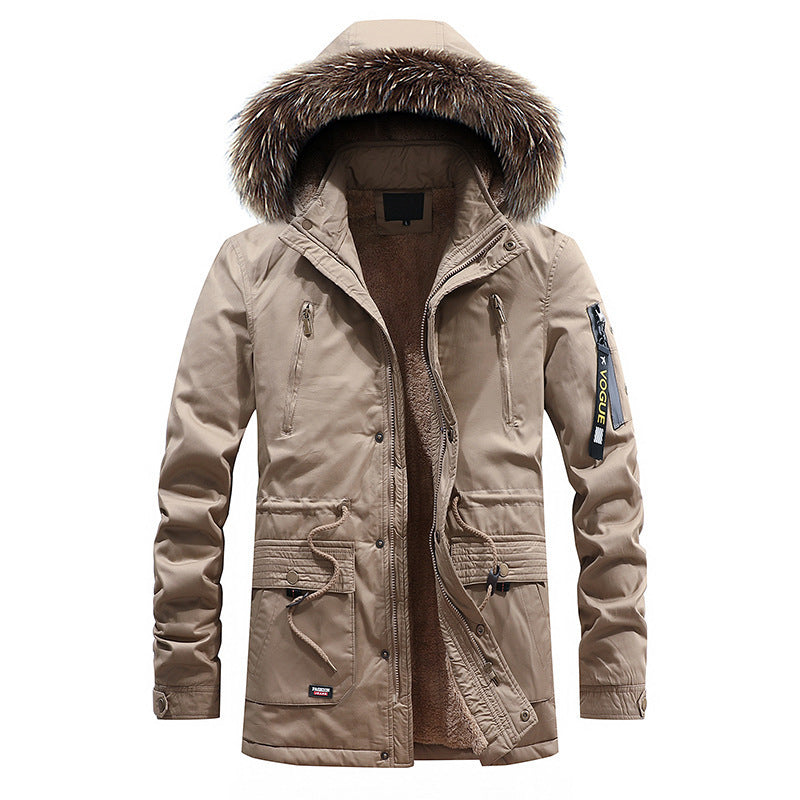 Men's winter cotton clothing in warm casual style, front view