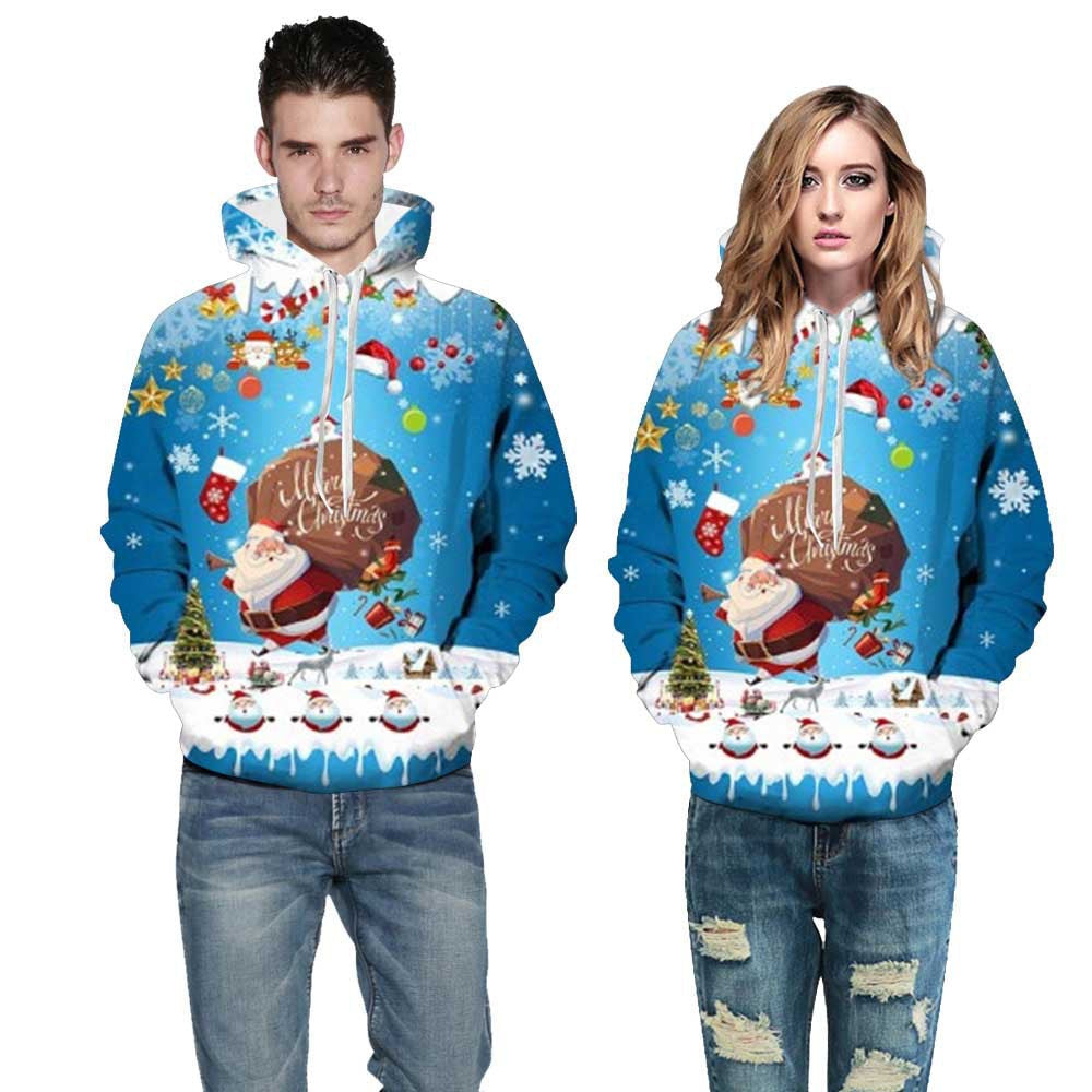 Christmas clothing 3D digital printing pullover hoodie with festive holiday design