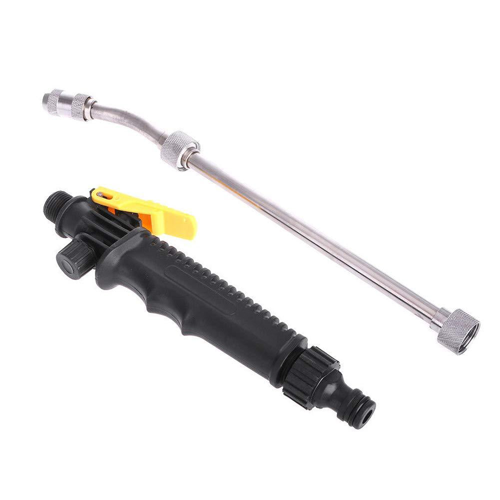 Adjustable high-pressure car wash water gun in black with ergonomic handle and spray nozzle