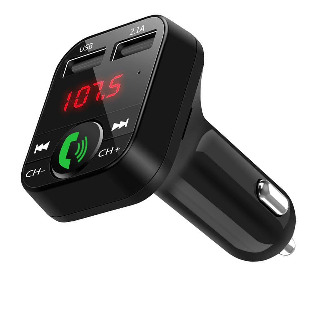FM transmitter car charger receiver with digital display and USB charging port by My Store