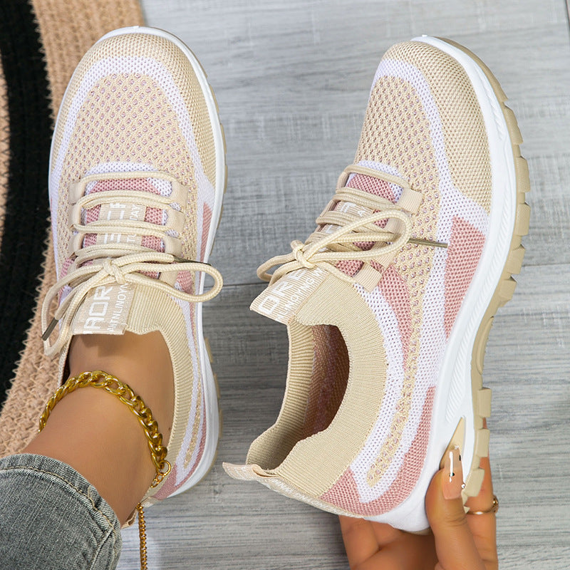Women's sporty flyknit mesh low-cut lightweight casual shoes, versatile design