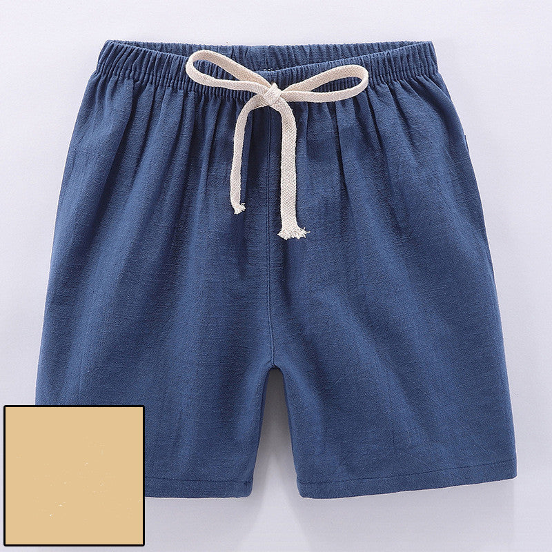 Children's summer thin five-point shorts in lightweight fabric, front view