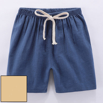 Children's summer thin five-point shorts in lightweight fabric, front view