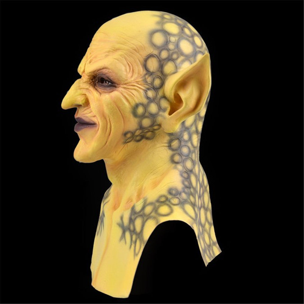 Halloween imp demon mask headgear with horned design and eerie facial details