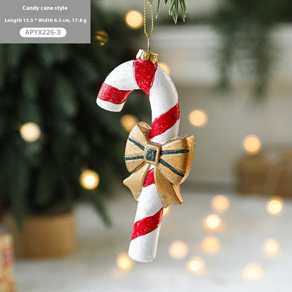 Painted plastic Christmas tree pendant decoration hanging on a Christmas tree