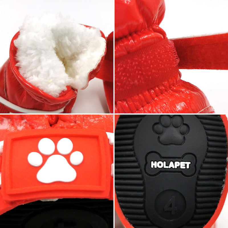 Pet cotton ski boots, soft insulated shoes for dogs with durable soles