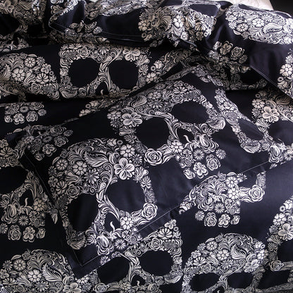 Skull Home Textiles Set quilt cover by My Store, featuring a bold skull pattern񎟂