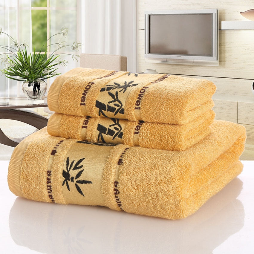 Bamboo charcoal fiber bath towel, soft textured fabric in a neutral color by My Store