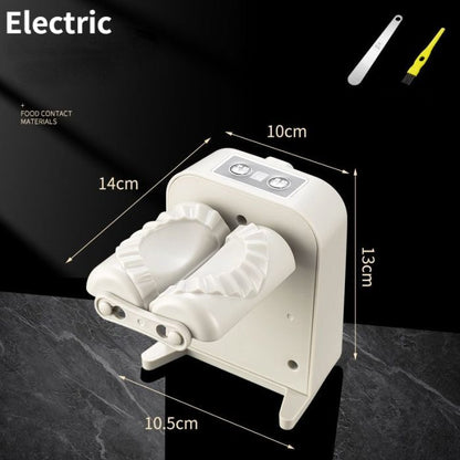 Electric automatic dumpling maker machine for kitchen and household use, compact countertop design