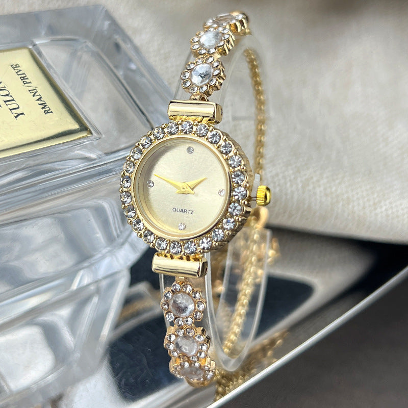 Fashionable quartz watch with pull-out diamond detail, My Store brand, shown from the front