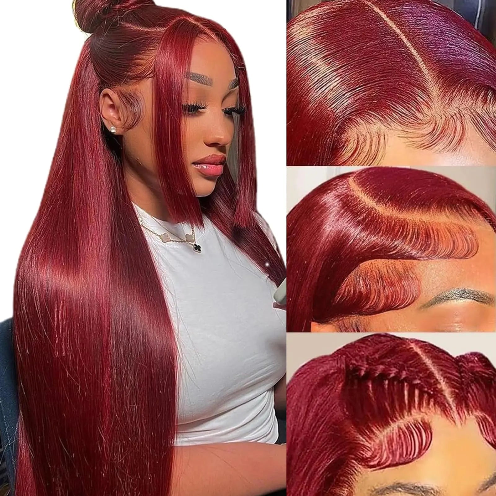28 inch 99J Burgundy Lace Front Wigs Human Hair 13x4 HD Transparent Straight Lace Front Wigs Human Hair Pre Plucked Burgundy Wig Human Hair Red Wine Glueless Frontal Wigs Human Hair Wigs for Women - BACKUPMYFILESNOW