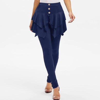 Tiered ruffle skirted legging with layered skirt detail and fitted leggings underneath