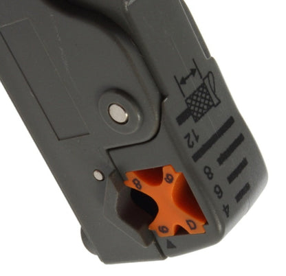 Rotary coaxial cable cutter and stripper tool for preparing coax cables