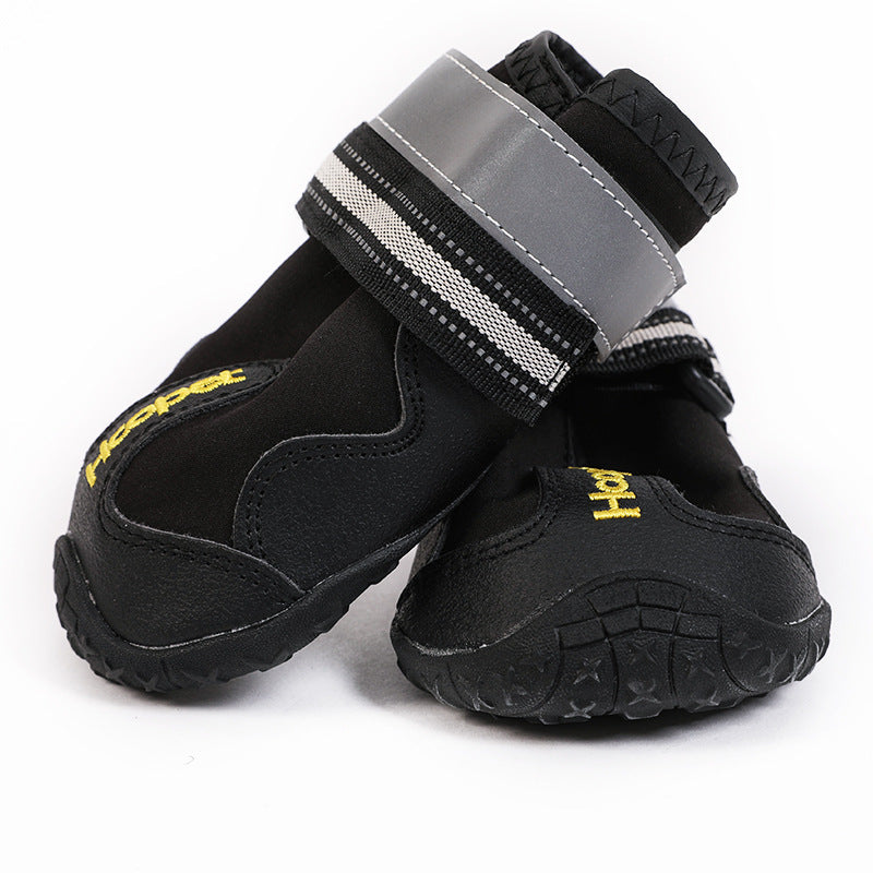 Reflective waterproof dog shoes with secure fit and durable sole