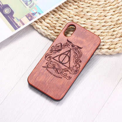 Wooden phone case by My Store, showing natural wood grain and protective phone cover design