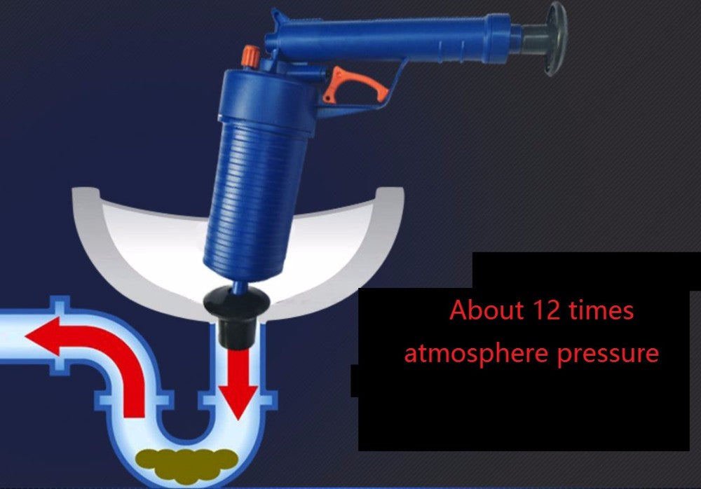 Haute pression air drain blaster toilet cleaner tool with ergonomic handle and pressure release valve