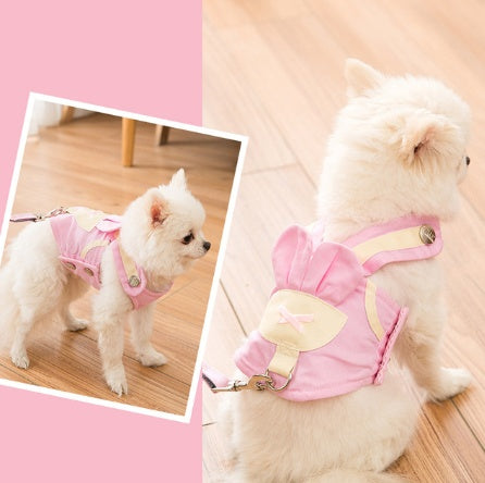 Cute pet dog harness and leash set in a comfortable design, shown together