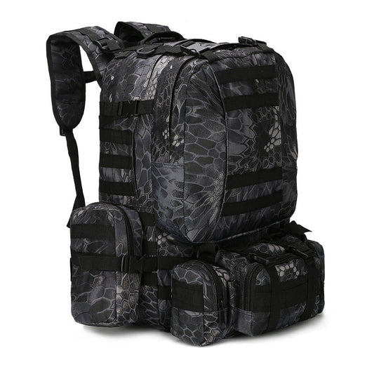Camouflage tactical hiking backpack with adjustable straps for outdoor use