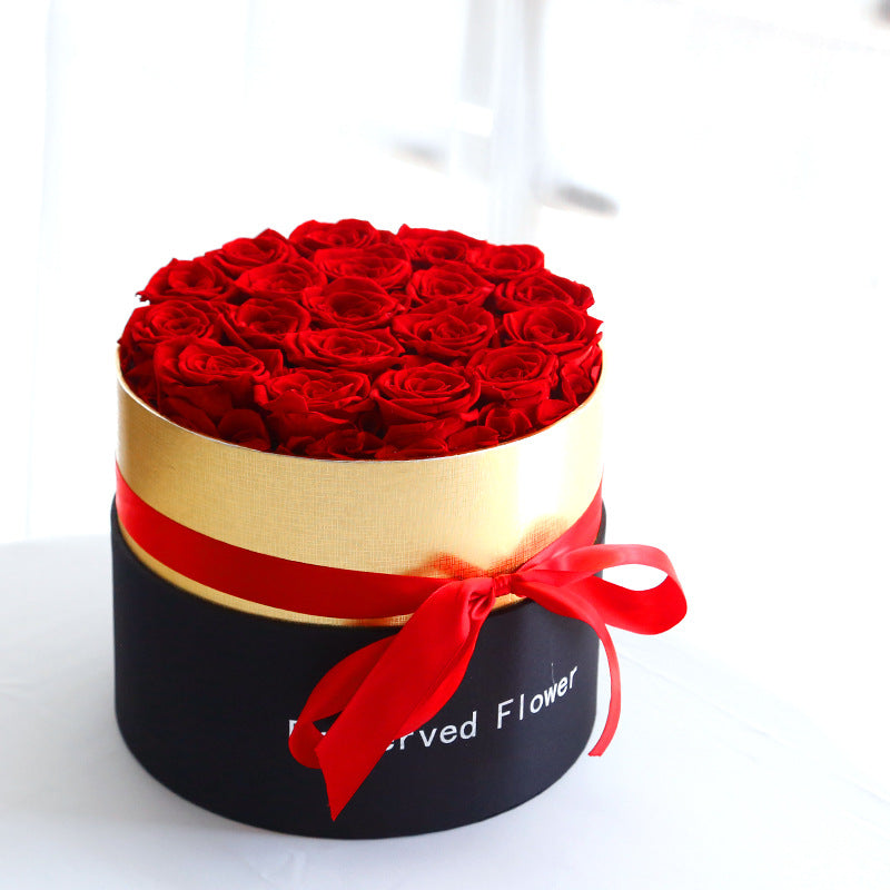 Preserved real eternal roses in a gift box, romantic artificial flowers for Valentine's Day