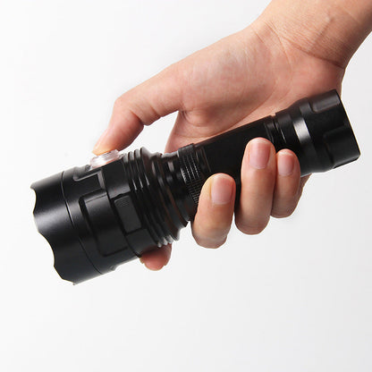 XHP90 powerful LED flashlight with XHP50 tactical torch design, black handheld body