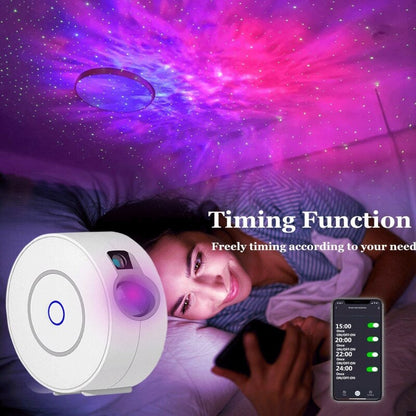 Starry sky projector lamp with creative gift design, displaying colorful stars and galaxy patterns