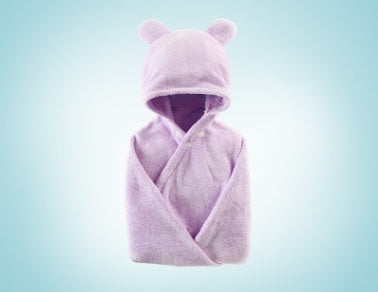 Cotton baby care hooded bath towel with soft hooded design for gentle drying