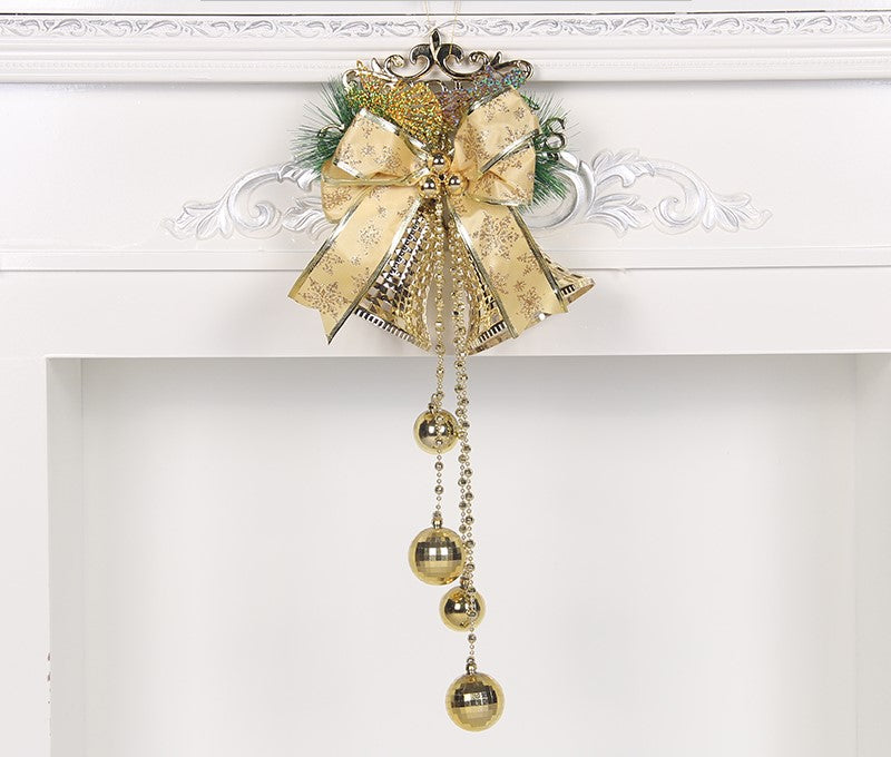 Large Christmas tree bell ornament with a festive holiday design
