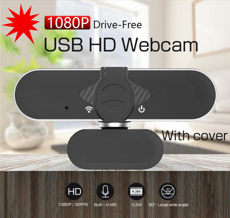 HD 1080p computer video camera with compact black webcam design by My Store