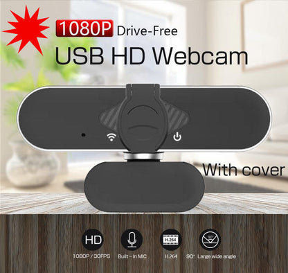 HD 1080p computer video camera with compact black webcam design by My Store