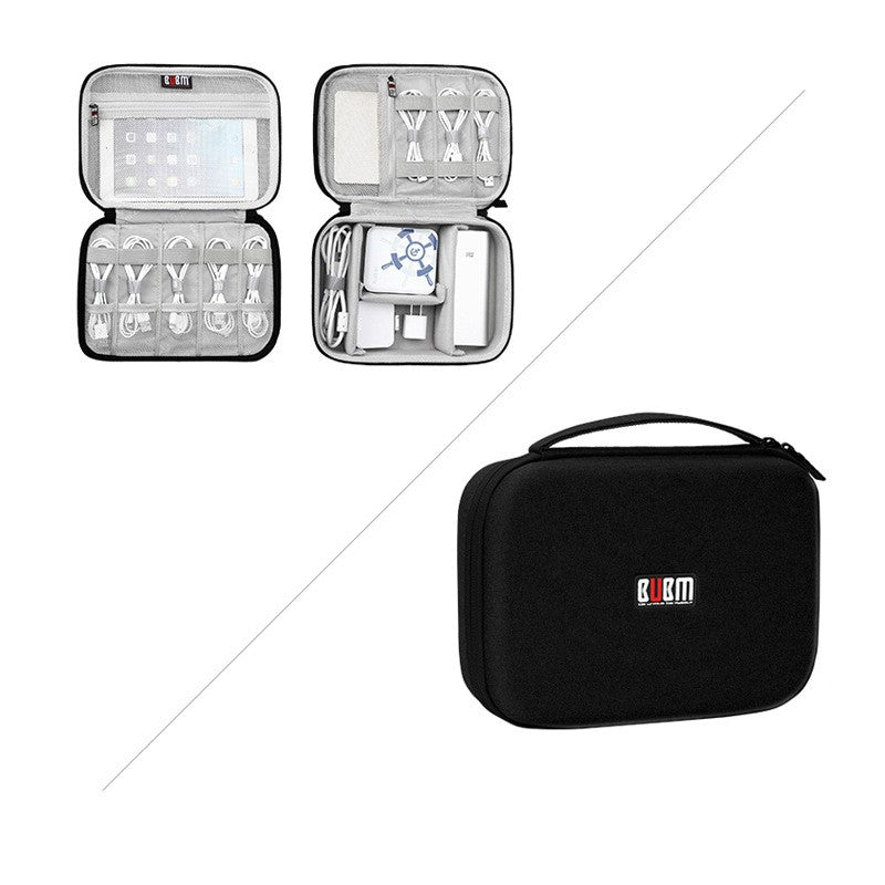 Multifunctional digital storage bag and headset storage box with protective hard-shell design