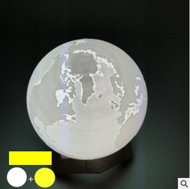 Double color touch 3D printed Earth Jupiter lamp with textured planetary surface and ambient glow