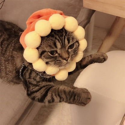 Funny pet dog cat costume warm hat photo prop headwear, playful animal design for dogs and cats