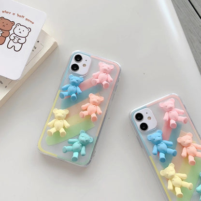 Compatible with Apple , Macaron color bear phone case
