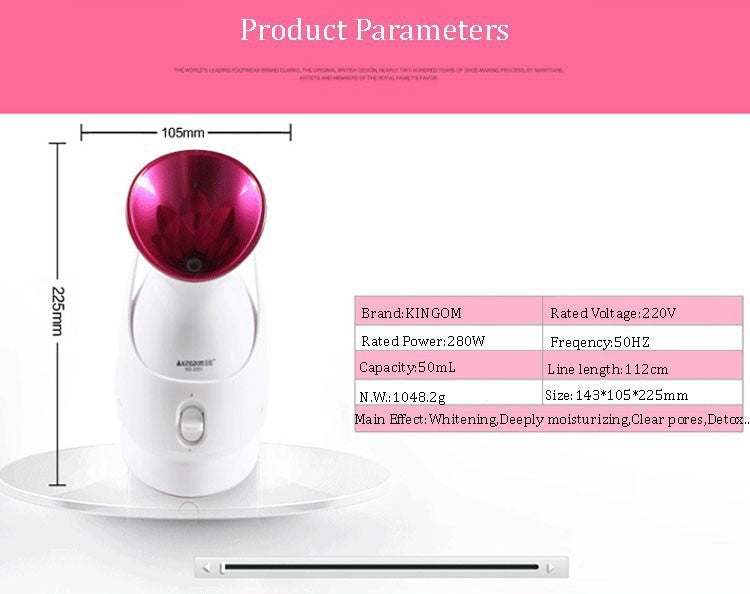 My Store humidifying steaming machine with visible water tank and steam outlet