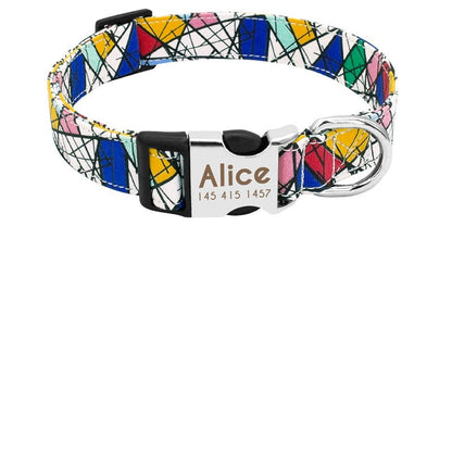 Custom dog collar with dog tag by My Store, shown in detail