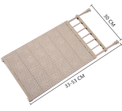 Space-saving adjustable wall-mounted kitchen closet storage rack in a clean, compact design