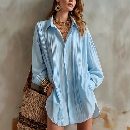 Simple elegant loose-fit draping versatile top in a relaxed silhouette
