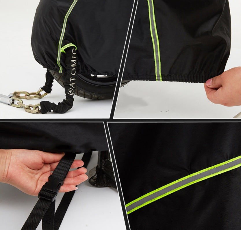 Thick motorcycle cover by My Store, durable protective fabric shown outdoors
