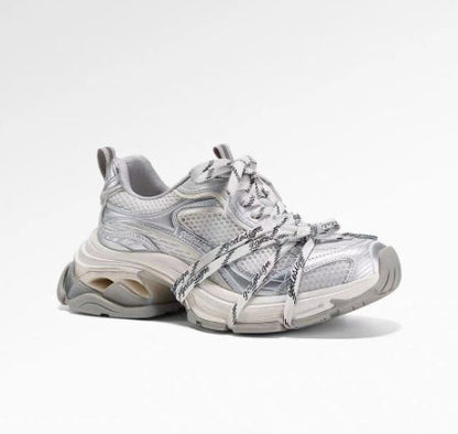 Silver designer dad-style athletic casual shoes by My Store
