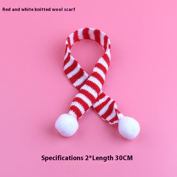 Mini Christmas scarf hat doll decoration in festive red and white attire