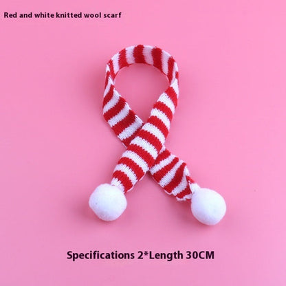 Mini Christmas scarf hat doll decoration in festive red and white attire