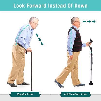 Collapsible posture walking cane with ergonomic handle and adjustable support, The Revolutionary design